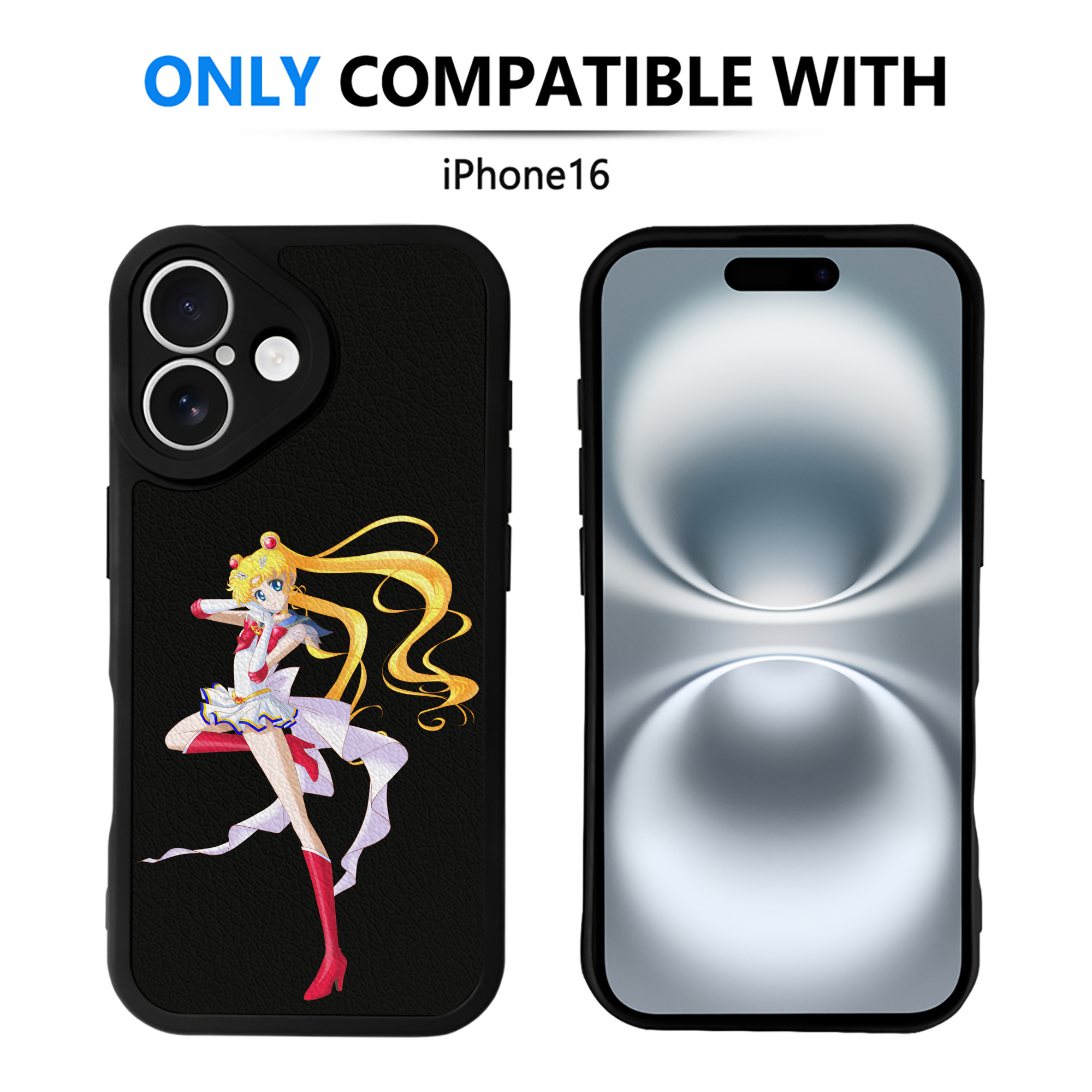 （画像用） 美少女戦士セーラームーン 月野 うさぎ つきの うさぎ Sailor Moon Tsukino Usagi 【iPhone 16シリーズ対応】シリコンスマホケース（レザー調） 材質：シリコン